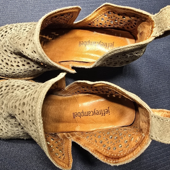 JEFFREY CAMPBELL Rosalee Leather Cutout Ankle Booties in Taupe Suede Size 7.5 - Picture 6 of 9